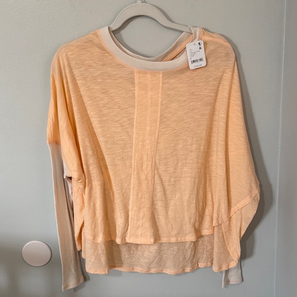 Free People Movement Full Circle Layer Top - Pastel Peach Combo Size Small - Picture 5 of 8